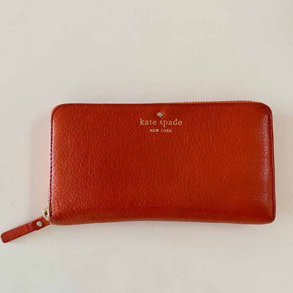 Kate spade long zip continental wallet orange